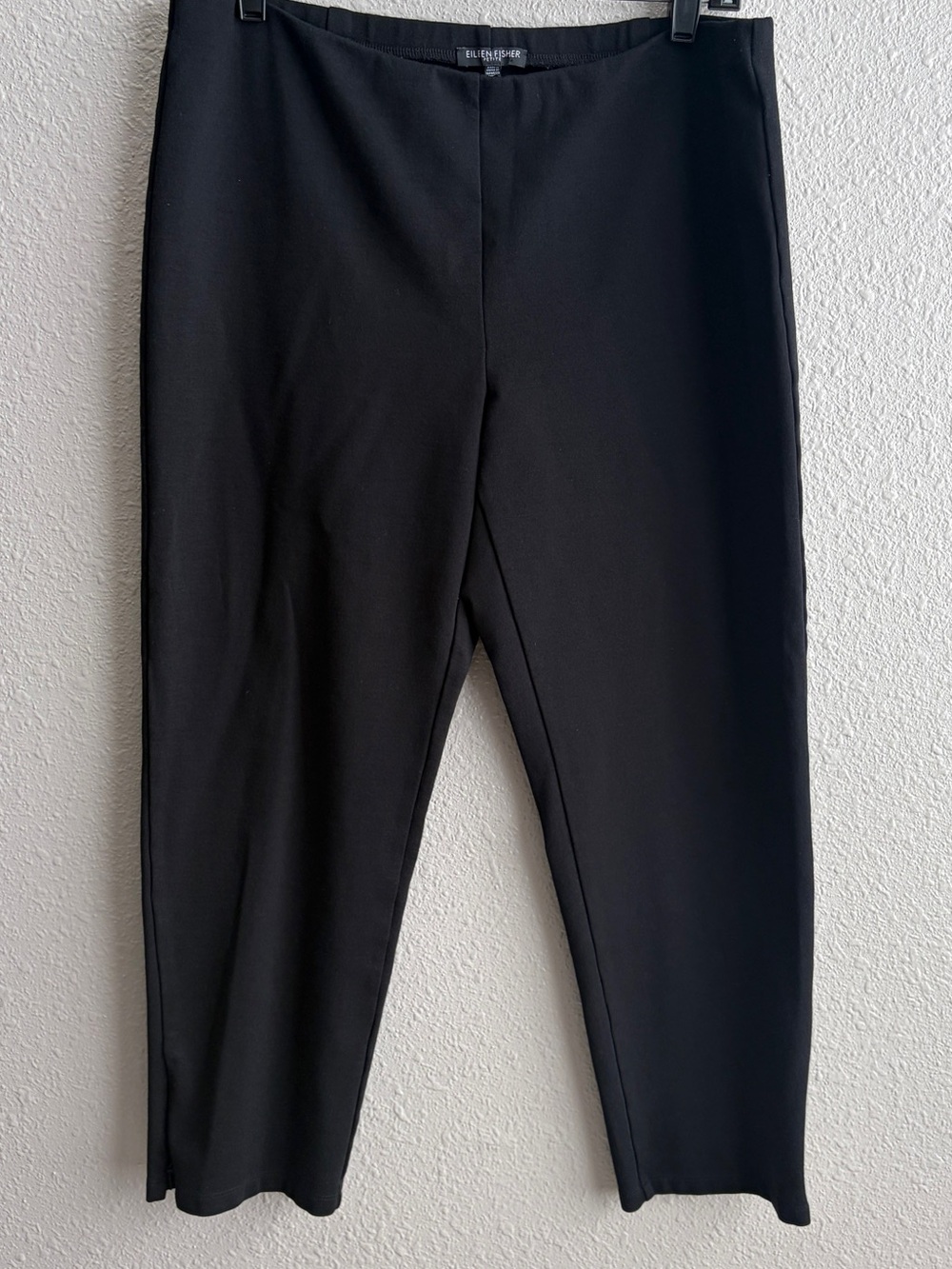 Eileen Fisher Black Petite Pull-on Dress Pants Zip‎ Bottom Slit PL